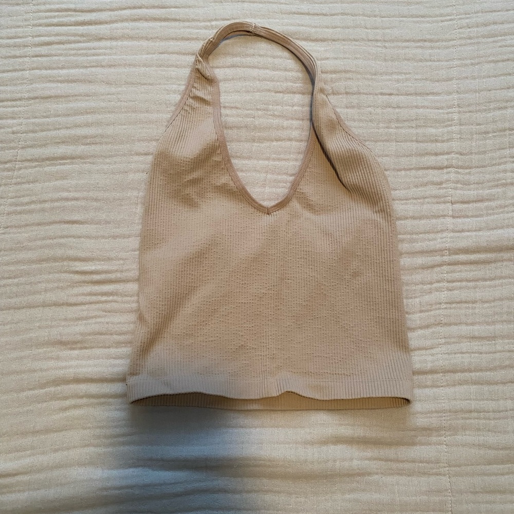 Beige Halter Neck Women's Top